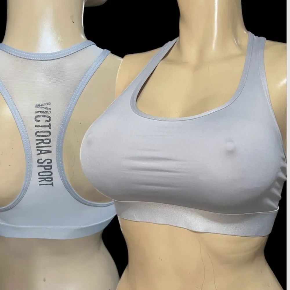 Victorias Secret The Player Unlined Racerback Sport Bra Medium Support gray M